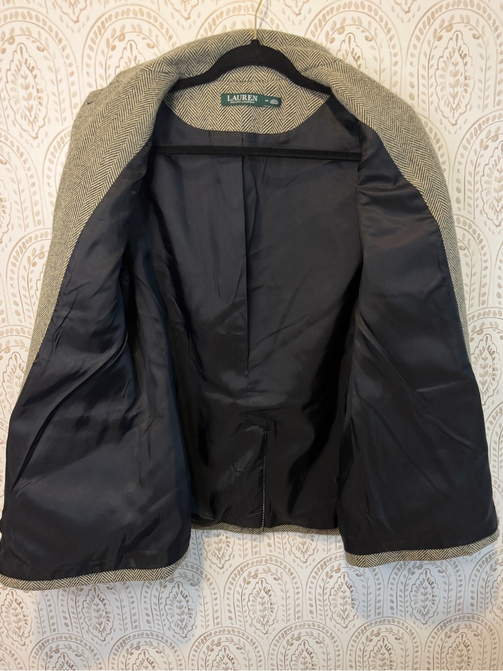 Lauren Ralph Lauren Wool Herringbone Blazer Women’s 14 - Picture 5 of 15